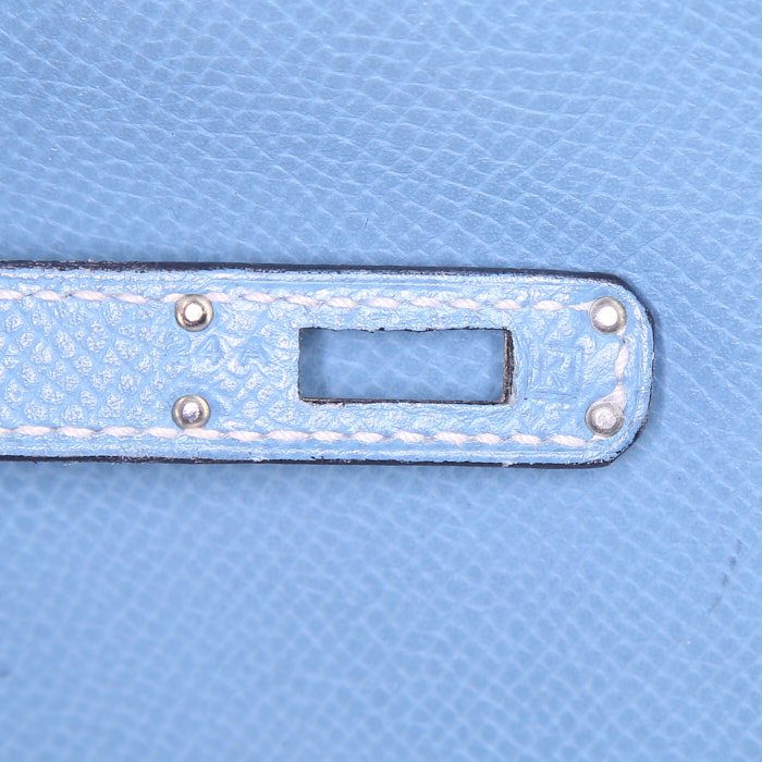 Borsa Hermes Birkin 25 cm in pelle Epsom blu - Detail D4