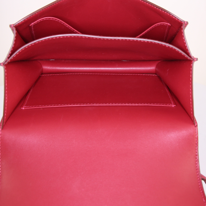 Sac à main Hermes Constance en cuir Tadelakt rouge - Detail D3
