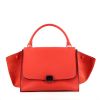 Celine Trapeze medium model handbag in red leather and red suede - 360 thumbnail