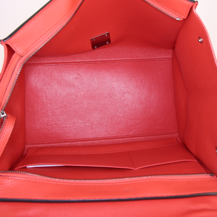 Bolso de mano Celine Trapeze modelo mediano en cuero rojo y ante rojo - Detail D3