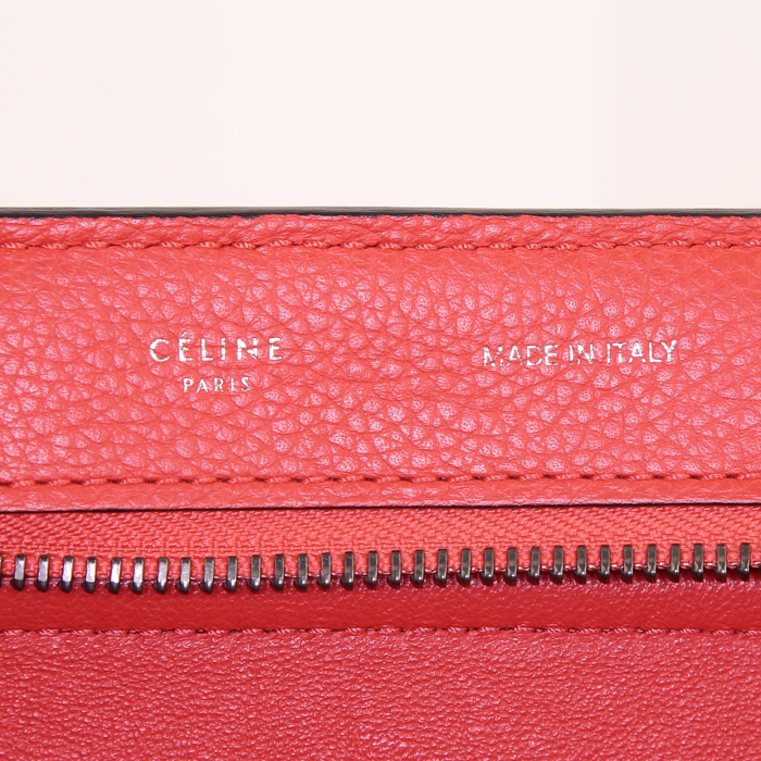 Bolso de mano Celine Trapeze modelo mediano en cuero rojo y ante rojo - Detail D4