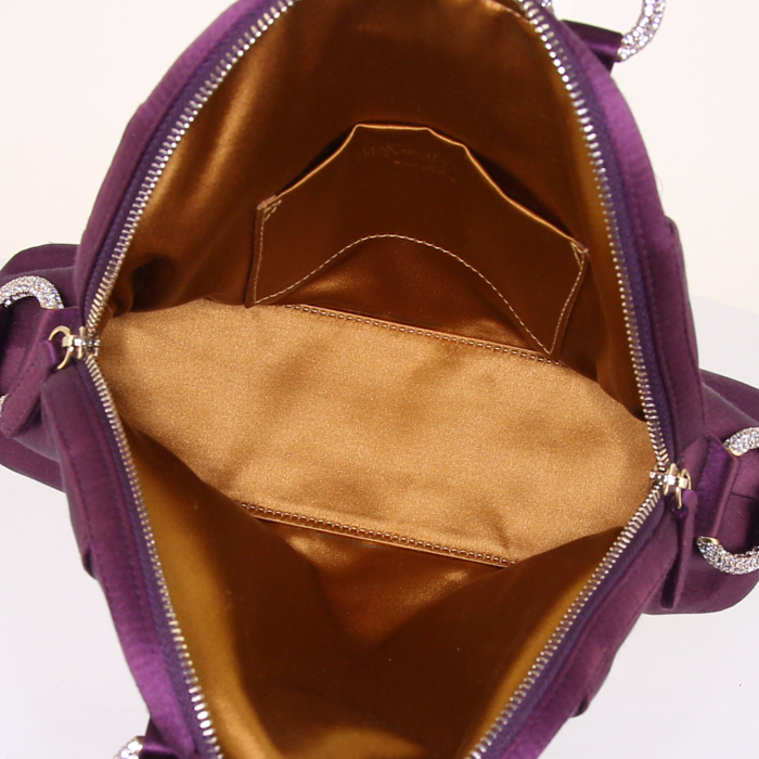 Borsa Yves Saint Laurent Muse mini in raso viola - Detail D2