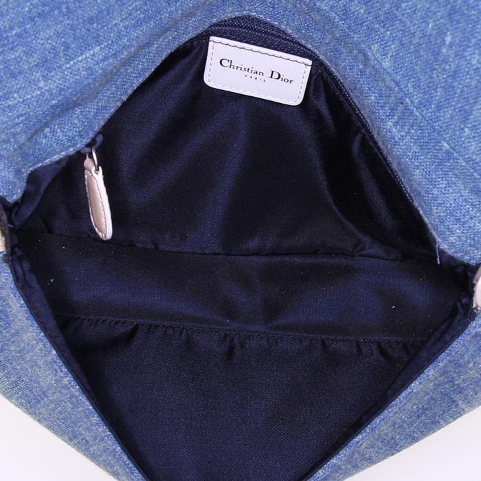 Sac à main Dior Dior Malice en toile denim multicolore bleue et cuir doré - Detail D2