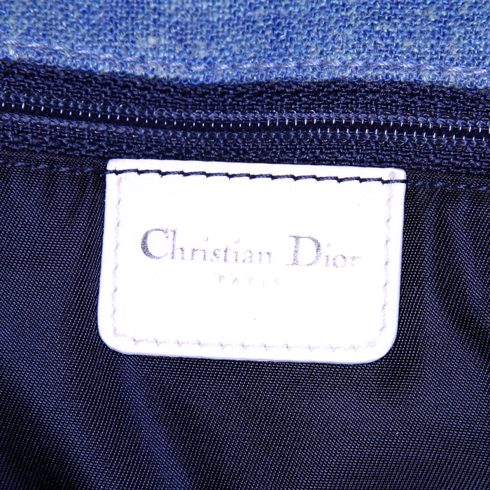 Sac à main Dior Dior Malice en toile denim multicolore bleue et cuir doré - Detail D3