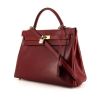 Hermes Kelly 32 cm handbag in burgundy box leather - 00pp thumbnail