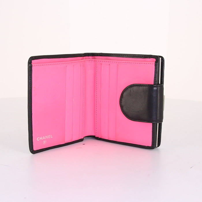 Portafogli Chanel Cambon in pelle trapuntata nera e bianca - Detail D3