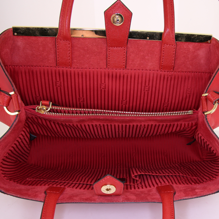 Bolso de mano Fendi 2 Jours en cuero rojo - Detail D3