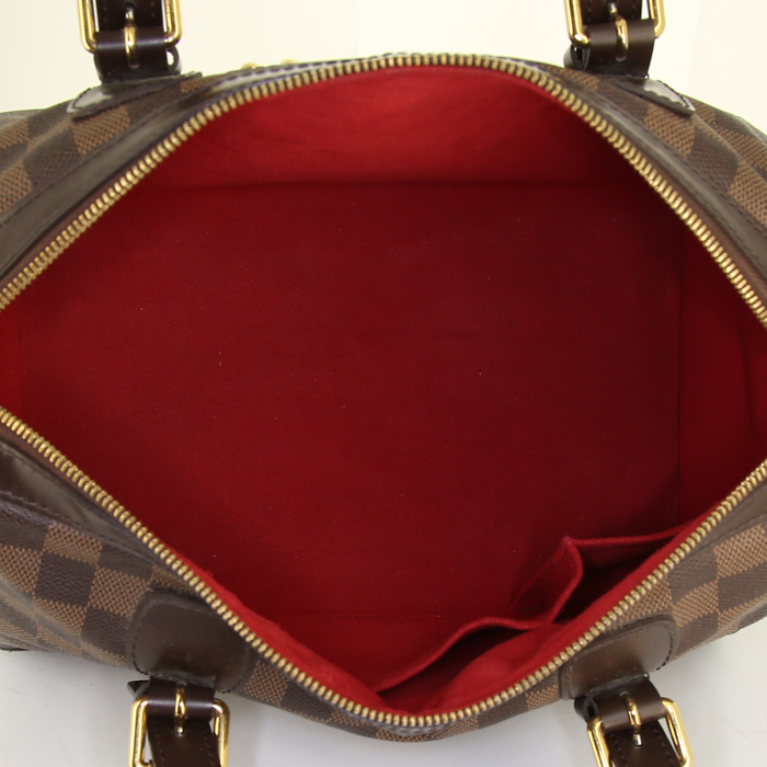 Louis Vuitton Berkeley handbag in damier canvas and brown leather - Detail D2