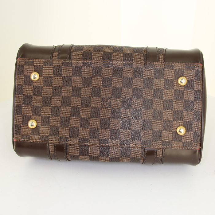 Louis Vuitton Berkeley handbag in damier canvas and brown leather - Detail D4