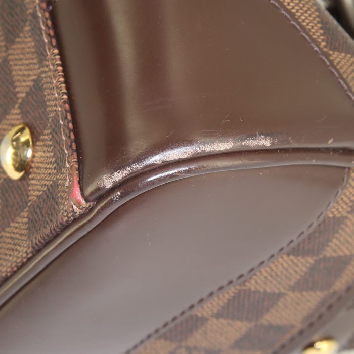Louis Vuitton Berkeley handbag in damier canvas and brown leather - Detail D5