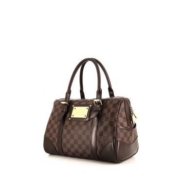 Bolso de mano Louis Vuitton Berkeley en lona a cuadros y cuero marrón