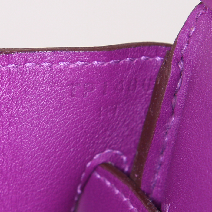 Hermès Birkin Ghillies handbag in purple Anemone togo leather and purple Anemone Swift leather - Detail D4