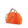 Shopping bag Hermès Cabag in tela arancione e pelle naturale - 00pp thumbnail