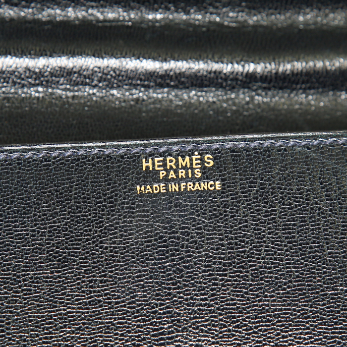 Bolso de mano Hermès Penelope en cuero negro y color burdeos - Detail D3