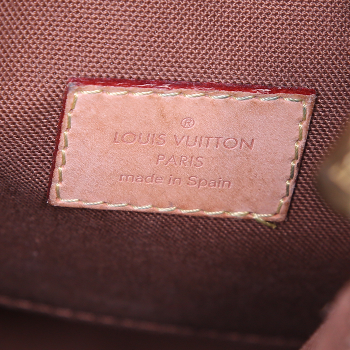 Sac bandoulière Louis Vuitton Odeon en toile monogram marron et cuir naturel - Detail D3