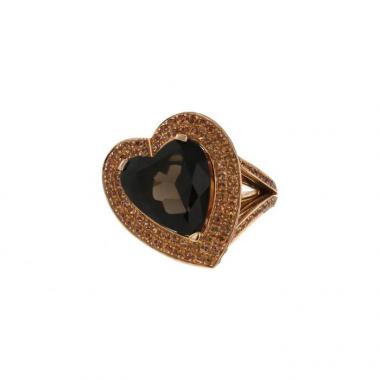 Mauboussin Subtile Raison ring in pink gold,  smoked quartz and colored stones and in smoked quartz