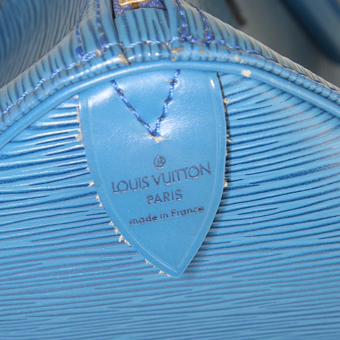 Borsa Louis Vuitton Speedy 35 in pelle Epi blu - Detail D3