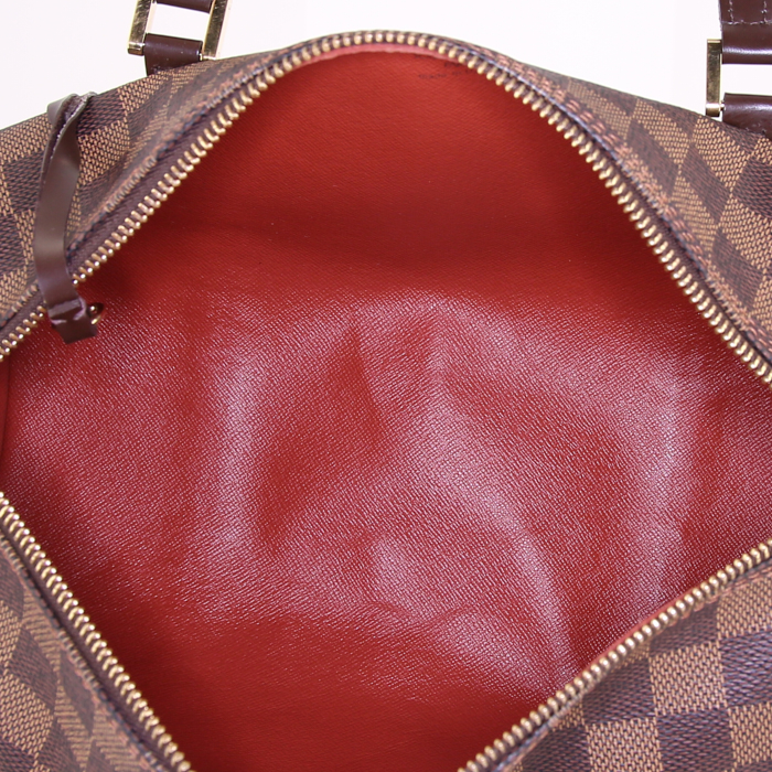Louis Vuitton Papillon handbag in ebene damier canvas and brown leather - Detail D2