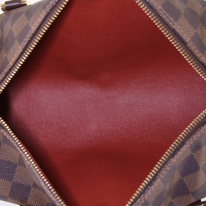 Borsa Louis Vuitton Papillon in tela a scacchi ebana e pelle marrone - Detail D2