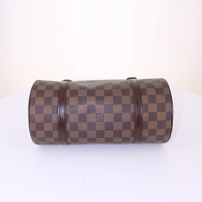 Louis Vuitton Papillon handbag in ebene damier canvas and brown leather - Detail D4