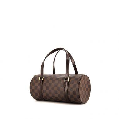 Borsa Louis Vuitton Papillon in tela a scacchi ebana e pelle marrone