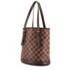 Shopping bag Louis Vuitton Bucket in tela a scacchi ebana e pelle marrone - 00pp thumbnail