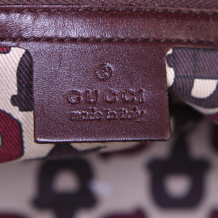 Gucci Boston handbag in brown monogram leather - Detail D3