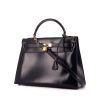 Hermes Kelly 32 cm handbag in navy blue box leather - 00pp thumbnail