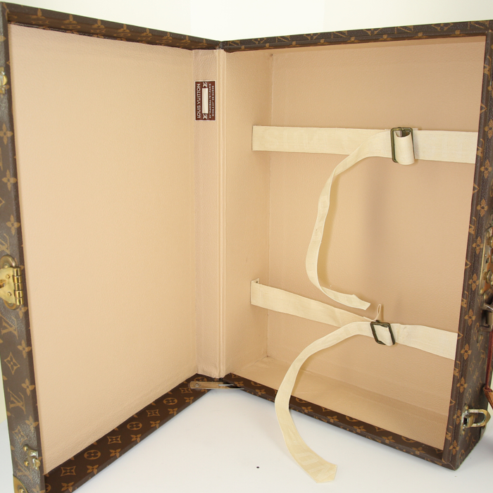 Louis Vuitton Zephyr 50 suitcase in brown monogram canvas and natural leather - Detail D2