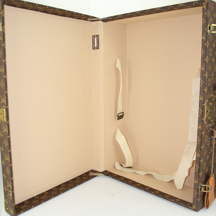 Valise Louis Vuitton Zephyr 60 en toile monogram marron et cuir naturel - Detail D2