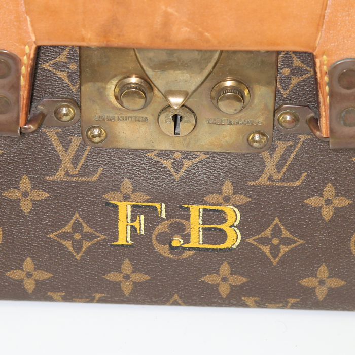 Valise Louis Vuitton Zephyr 60 en toile monogram marron et cuir naturel - Detail D3