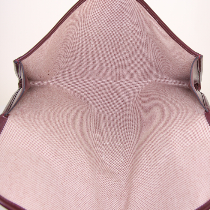 Pochette Hermes Jige en cuir box rouge H - Detail D2