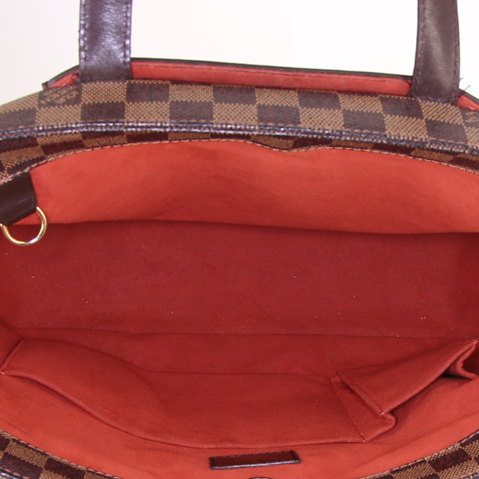 Sac cabas Louis Vuitton Parioli en toile damier marron et cuir marron - Detail D2