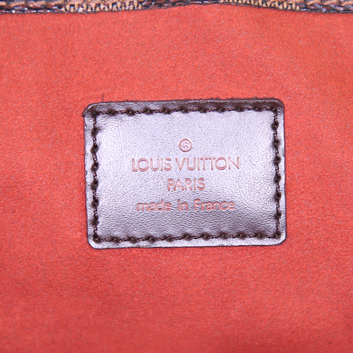 Sac cabas Louis Vuitton Parioli en toile damier marron et cuir marron - Detail D3