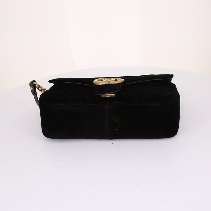 Borsa a tracolla Gucci GG Marmont modello piccolo in velluto nero - Detail D5