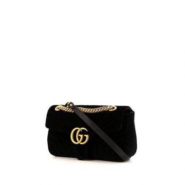 Gucci GG Marmont small model shoulder bag in black velvet