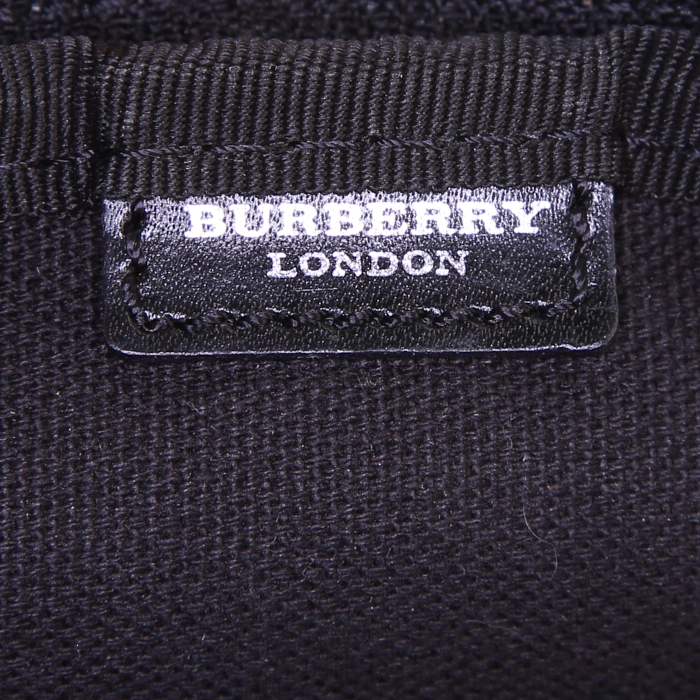 Pochette Burberry in tela Haymarket beige e pelle nera - Detail D3