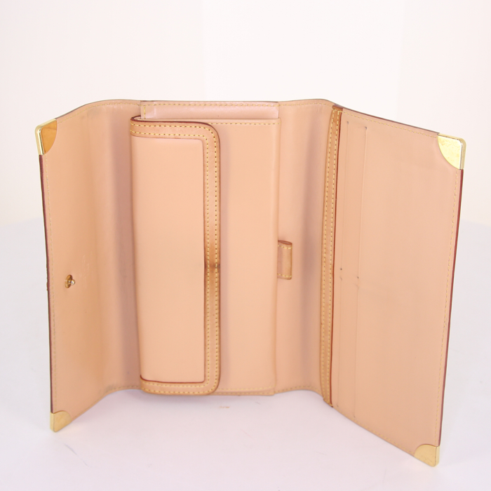 Portefeuille Louis Vuitton en toile multicolore et cuir naturel - Detail D2