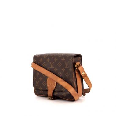 Borsa a tracolla Louis Vuitton Cartouchiére in tela monogram marrone e pelle naturale