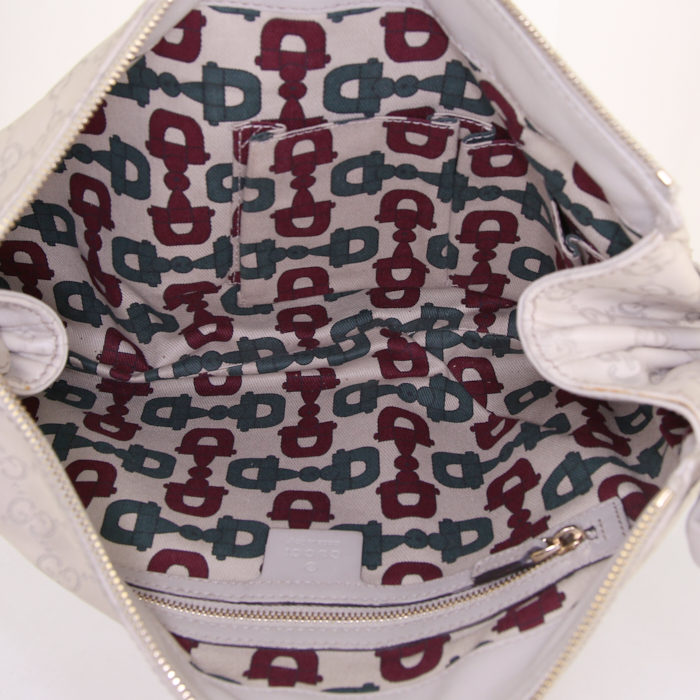Pochette Gucci in pelle monogram beige - Detail D2