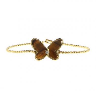 Van Cleef 
Arpels Papillon 1980's bracelet in yellow gold,  tiger eye stone and diamond