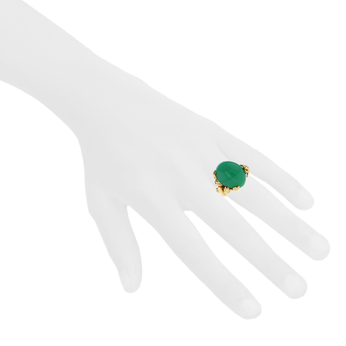 Dior Gourmande large model ring in yellow gold,  diamonds and chrysoprase and in chrysoprase - Detail D1