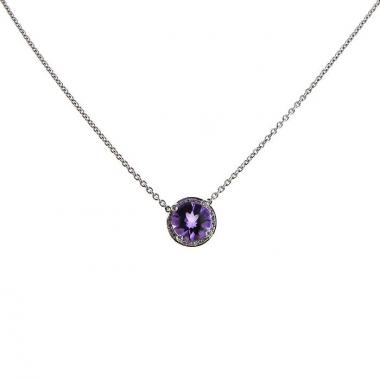 Poiray Fille Cabochon necklace in white gold,  amethyst and diamonds