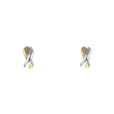 Paire de boucles d'oreilles Poiray Tresse en or jaune et or blanc
