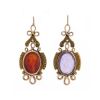 Vintage end of the 19th Century earrings in yellow gold,  amethyst and cornelian - 00pp thumbnail