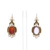 Vintage end of the 19th Century earrings in yellow gold,  amethyst and cornelian - 360 thumbnail