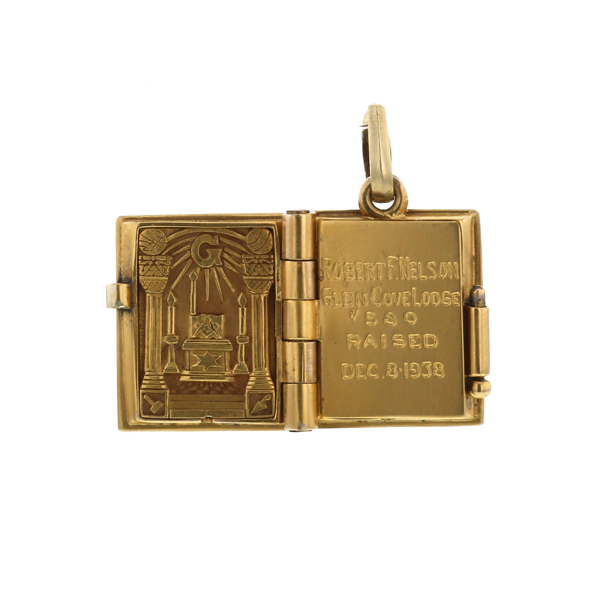 Pendentif époque années 40 Vintage en or jaune 14 carats,  émail et émeraude - Detail D2