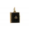 Vintage 1940's pendant in 14 carats yellow gold,  enamel and emerald - Detail D4 thumbnail