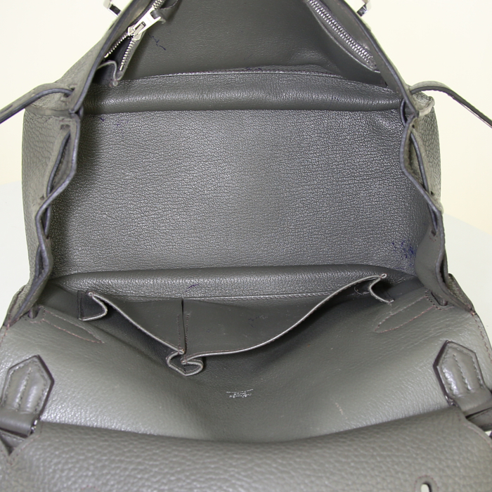 Borsa a tracolla Hermes Jypsiere in pelle togo grigio antracite - Detail D2