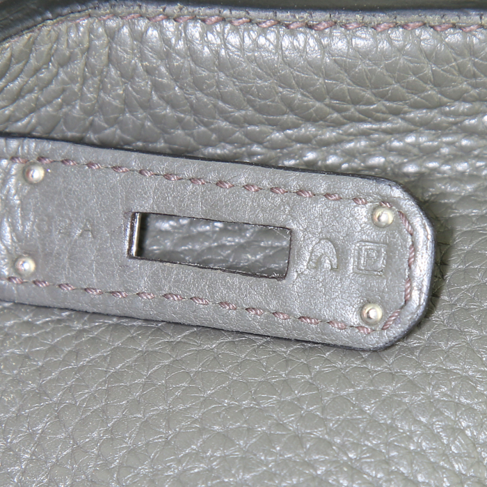 Hermes Jypsiere shoulder bag in anthracite grey togo leather - Detail D4